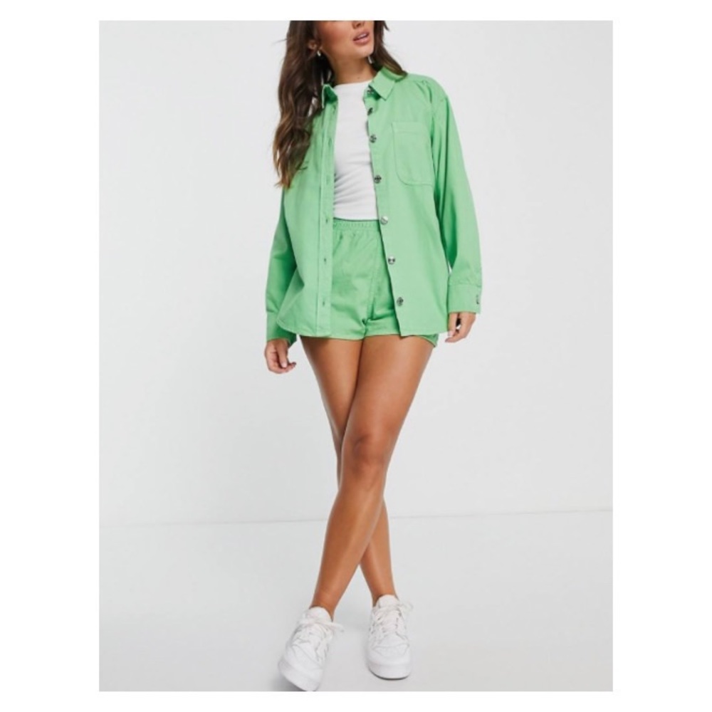 FOXCROFT Shirt Poplin Button Down Wrinkle Free Shirt Green Size 16P